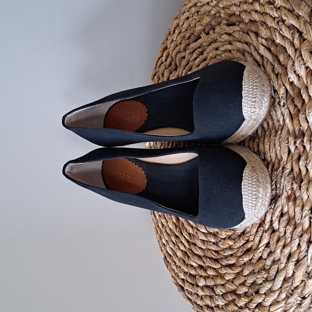 J.Crew Womens Seville Black Canvas Slip On‎ Platform Espadrille Sandals 9.5 - Picture 3 of 9